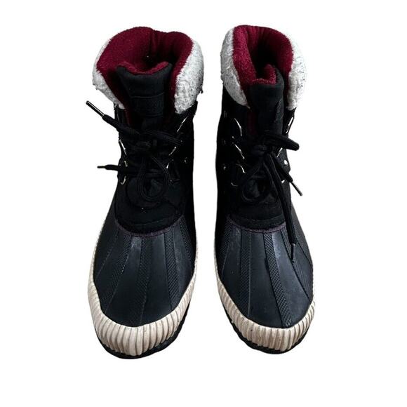 Tommy Hilfiger Black Twebonie Duck Boots Women’s Sz 7M Leather Faux Fur Winter - Picture 2 of 9